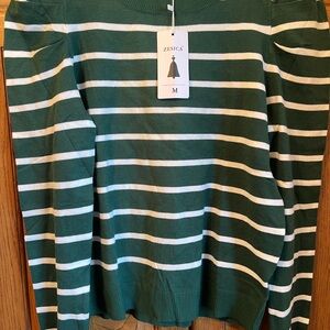 Zesica Green Striped Women's Top